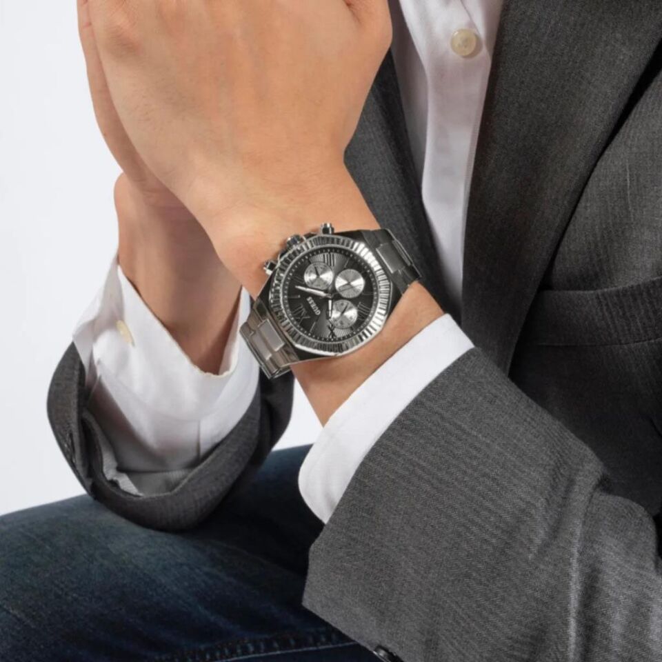 Guess GUGW0703G1 Quartz Çelik Gri Siyah Kadran 44 mm Erkek Kol Saati