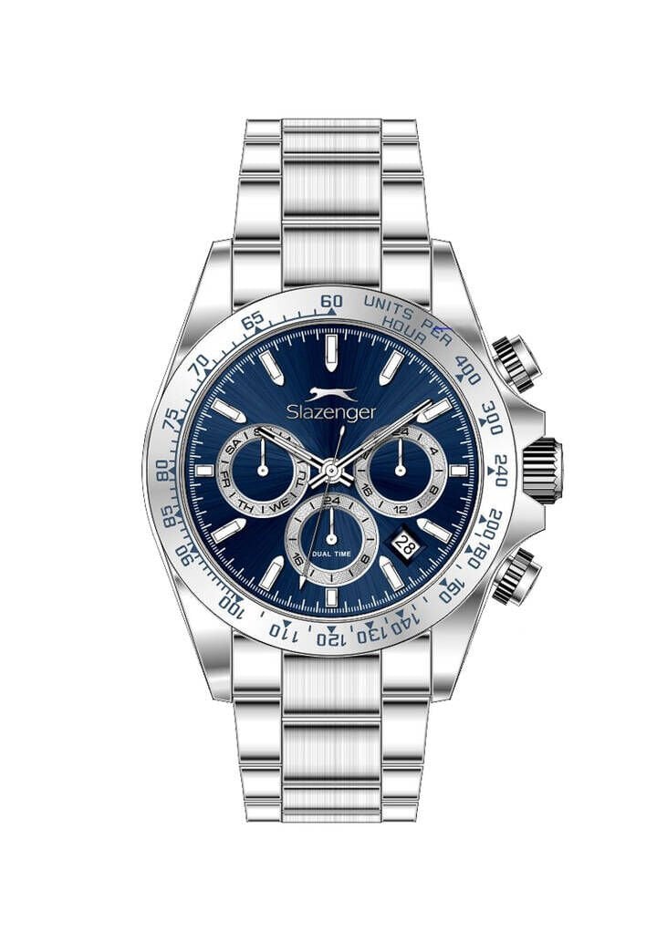 Slazenger SL.09.2512.2.03 Quartz Çelik Gri Mavi Kadran 40 mm Erkek Kol Saati