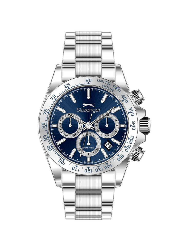 Slazenger SL.09.2512.2.03 Quartz Çelik Gri Mavi Kadran 40 mm Erkek Kol Saati