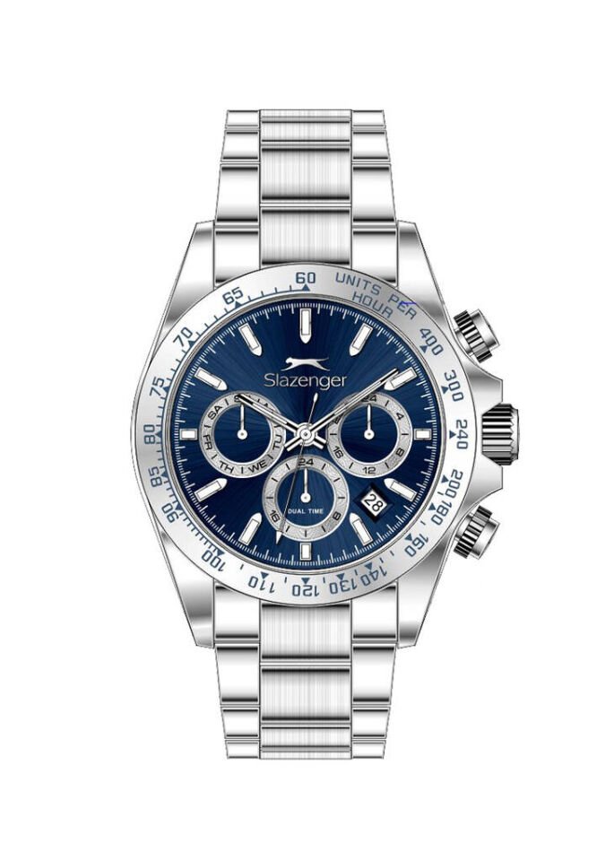 Slazenger SL.09.2512.2.03 Quartz Çelik Gri Mavi Kadran 40 mm Erkek Kol Saati