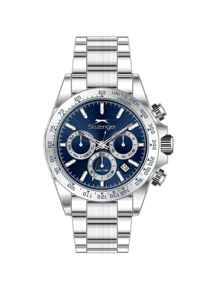 Slazenger SL.09.2512.2.03 Quartz Çelik Gri Mavi Kadran 40 mm Erkek Kol Saati