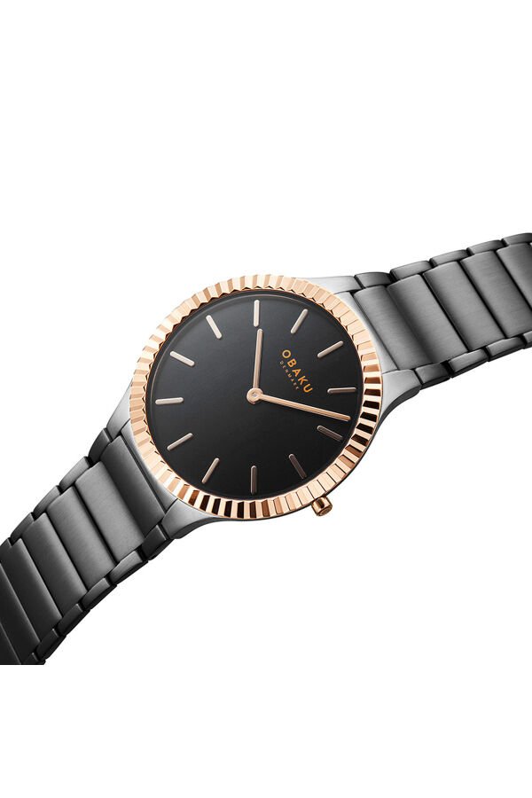 Obaku Denmark V292GXMBSB Quartz Çelik Siyah Safir Cam 40 mm Erkek Kol Saati