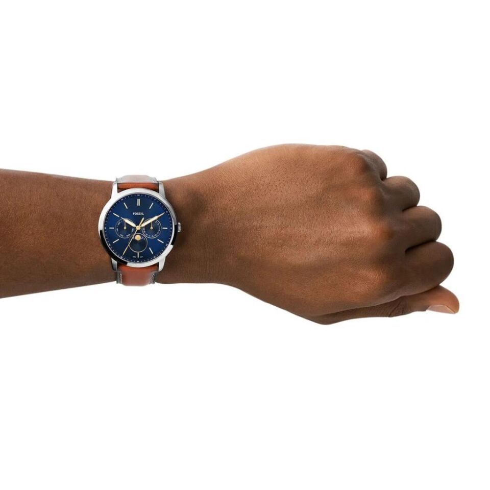 Fossil FFS5903 Quartz Deri Kahverengi Mavi Kadran 42 mm Erkek Kol Saati