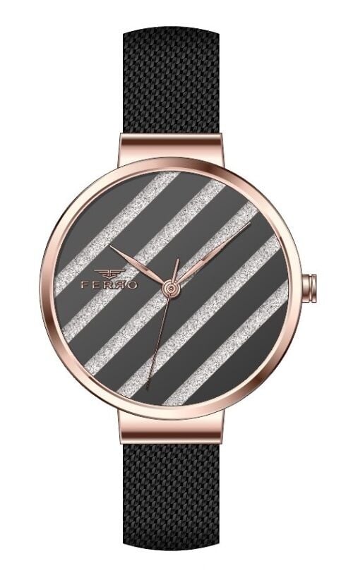 Ferro Siyah Hasır Kordon Kadın Kol Saati F21153C-R F21153C-R