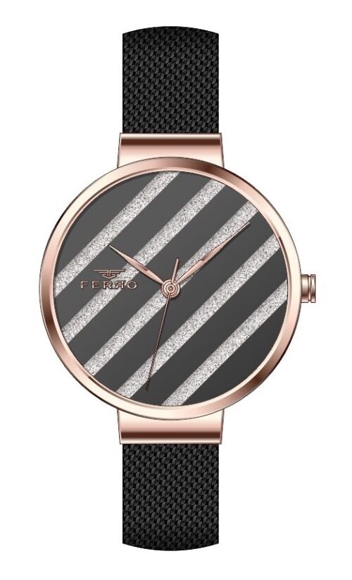 Ferro Siyah Hasır Kordon Kadın Kol Saati F21153C-R F21153C-R
