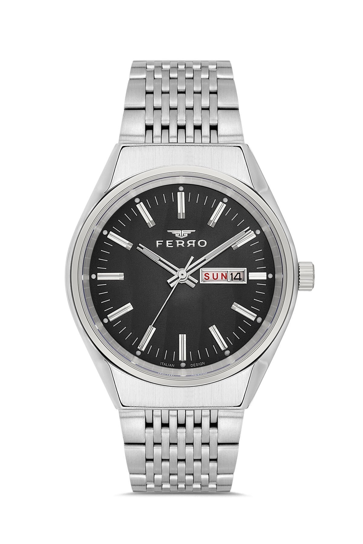 Ferro FM43012A-A2 Quartz Çelik Gri Siyah Kadran 40 mm Erkek Kol Saati