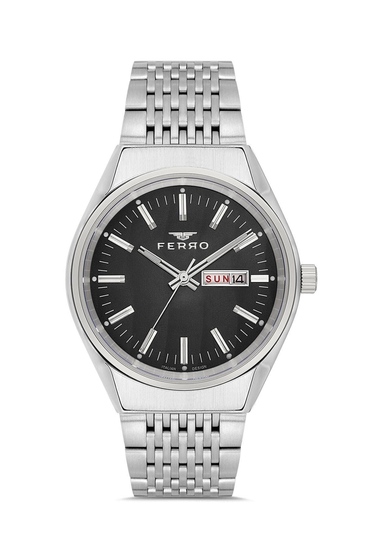 Ferro FM43012A-A2 Quartz Çelik Gri Siyah Kadran 40 mm Erkek Kol Saati