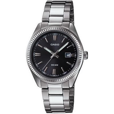 Casio LTP-1302D-1A1VDF Quartz Çelik Gri Siyah Kadran 30 mm Kadın Kol Saati