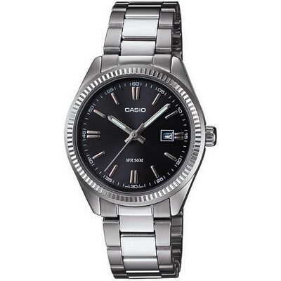 Casio LTP-1302D-1A1VDF Quartz Çelik Gri Siyah Kadran 30 mm Kadın Kol Saati