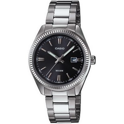Casio LTP-1302D-1A1VDF Quartz Çelik Gri Siyah Kadran 30 mm Kadın Kol Saati
