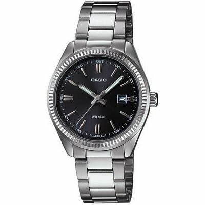 Casio LTP-1302D-1A1VDF Quartz Çelik Gri Siyah Kadran 30 mm Kadın Kol Saati
