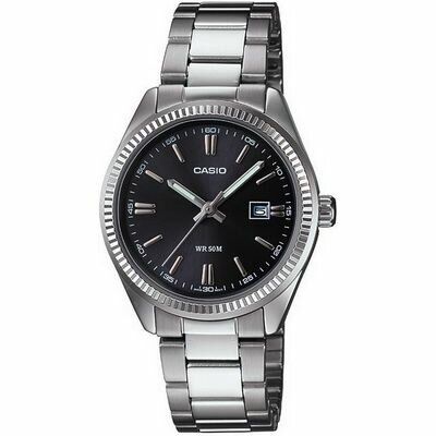 Casio LTP-1302D-1A1VDF Quartz Çelik Gri Siyah Kadran 30 mm Kadın Kol Saati
