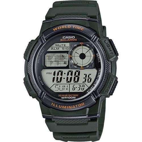 Casio AE-1000W-3AVDF Quartz Silikon Yeşil 10 ATM 44 mm Erkek Kol Saati