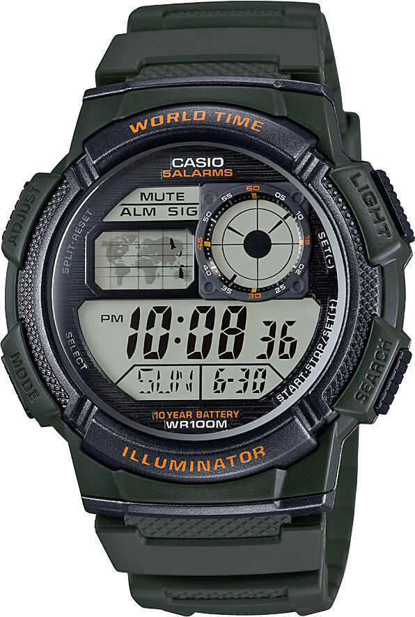 Casio AE-1000W-3AVDF Quartz Silikon Yeşil 10 ATM 44 mm Erkek Kol Saati