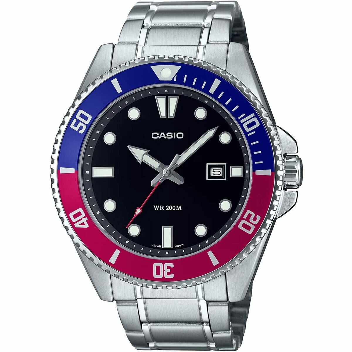 Casio MDV-107D-1A3VDF Quartz Çelik Gri Siyah Kadran 20 ATM 46 mm Erkek Kol Saati