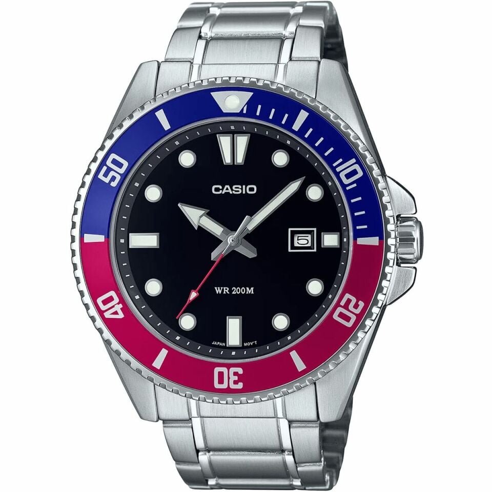 Casio MDV-107D-1A3VDF Quartz Çelik Gri Siyah Kadran 46 mm Erkek Kol Saati