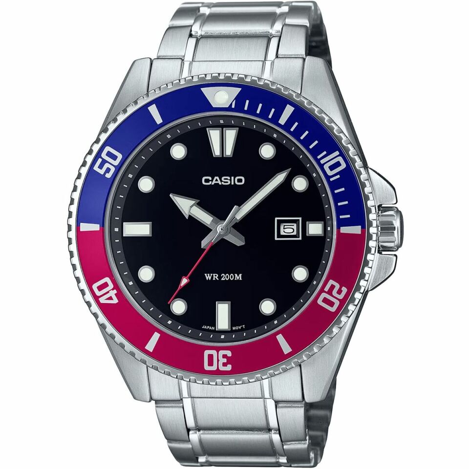 Casio MDV-107D-1A3VDF Quartz Çelik Gri Siyah Kadran 20 ATM 46 mm Erkek Kol Saati