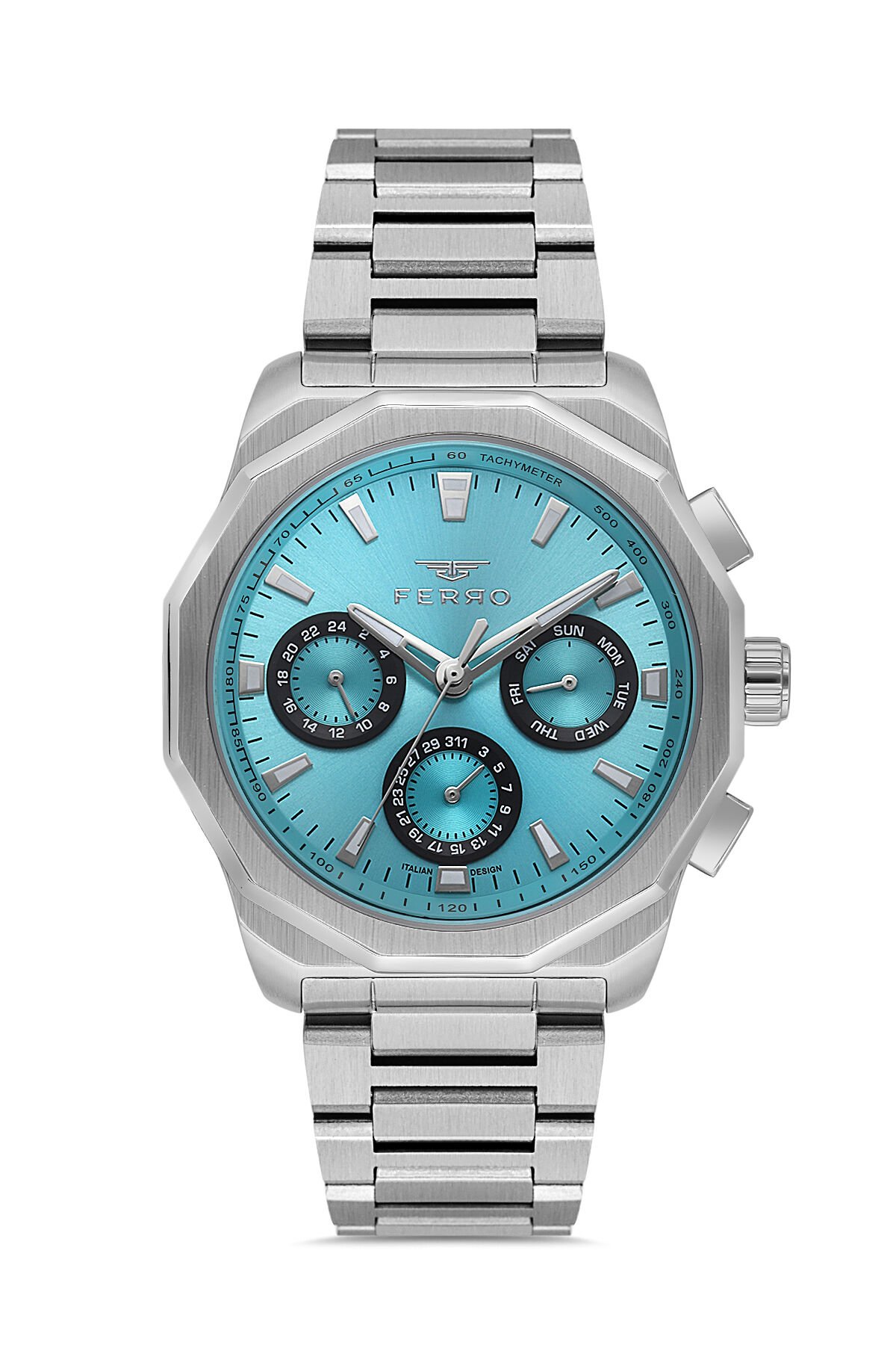 Ferro Gümüş Çelik Kordon Erkek Kol Saati FM11520A-A15 Fonksiyonları Aktif 3ATM Su Geçirmez