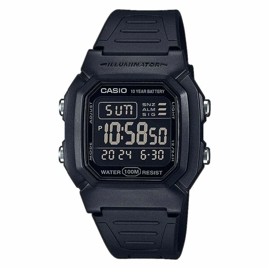 Casio W-800H-1BVDF Quartz  Dijital Silikon Siyah Organik Cam10 ATM Erkek Kol Saati