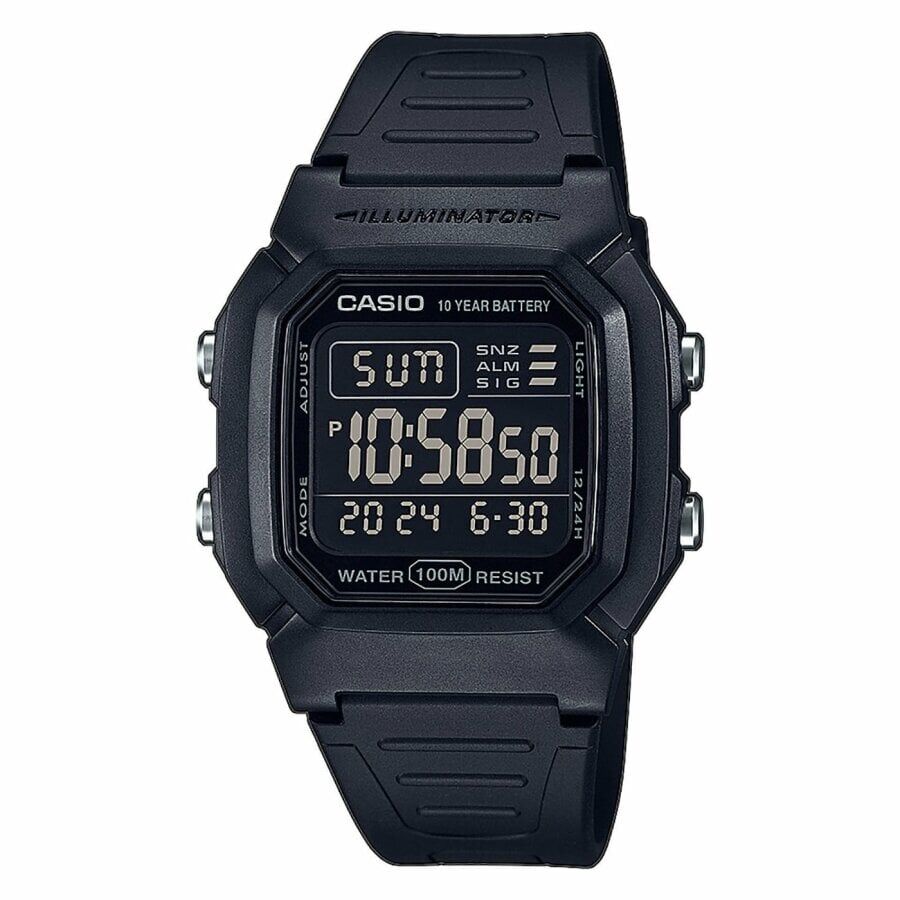 Casio W-800H-1BVDF Quartz  Dijital Silikon Siyah Organik Cam10 ATM Erkek Kol Saati