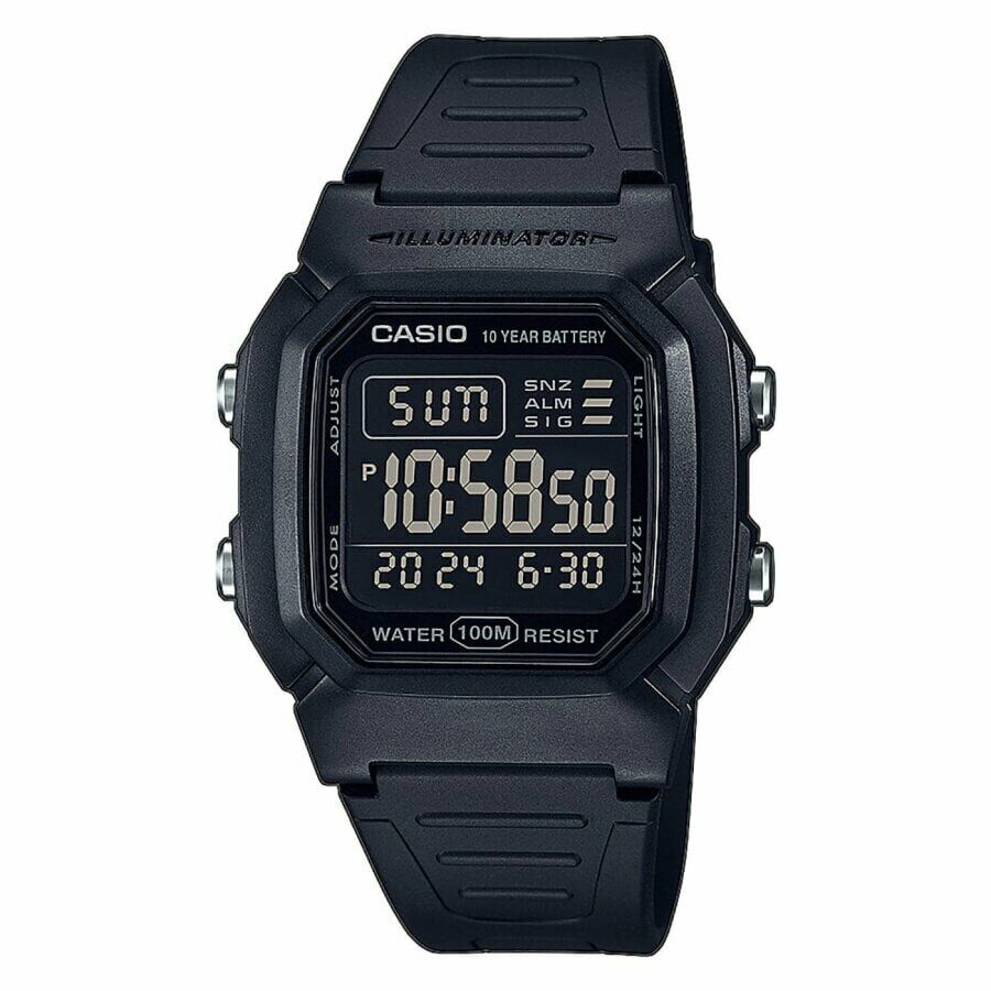 Casio W-800H-1BVDF Quartz  Dijital Silikon Siyah Organik Cam10 ATM Erkek Kol Saati