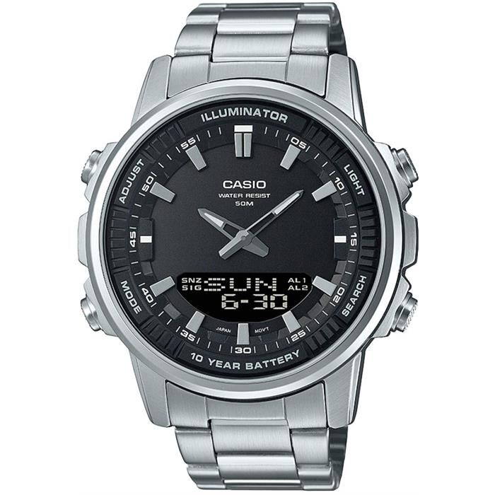 Casio AMW-880D-1AVDF Quartz Çelik Gri Siyah Kadran 47 mm Erkek Kol Saati