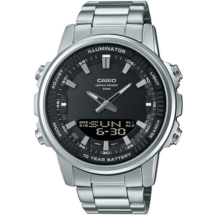 Casio AMW-880D-1AVDF Quartz Çelik Gri Siyah Kadran 47 mm Erkek Kol Saati
