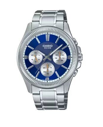 Casio MTP-1375D-2A1VDF Quartz Çelik Gri Mavi Kadran 42 mm Erkek Kol Saati