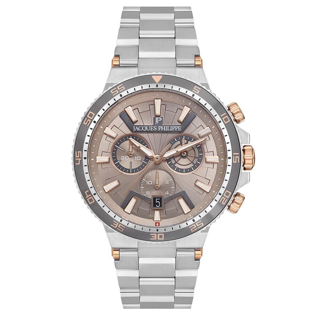 Jacques Philippe JPQGC447346SB Quartz Swiss Made Çelik Gri Safir Cam 10 ATM 43 mm Erkek Kol Saati