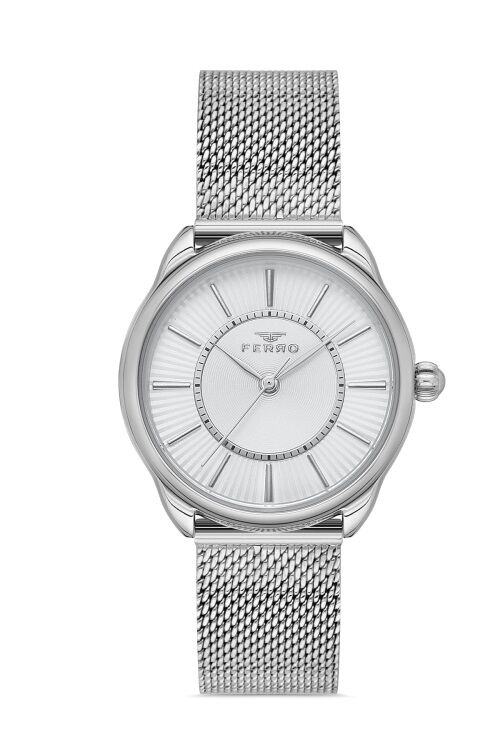Ferro 30 mm Gümüş Hasır Kordon Kadın Kol Saati F21152C-A F21152C-A
