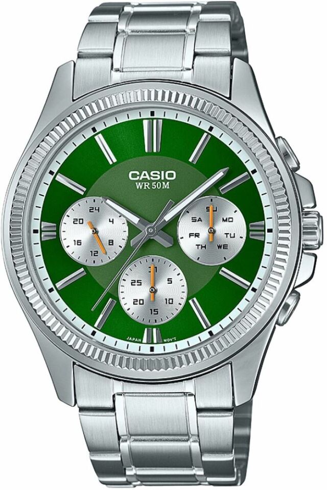 Casio MTP-1375D-3AVDF Quartz Çelik Gri Yeşil Kadran 42 mm Erkek Kol Saati