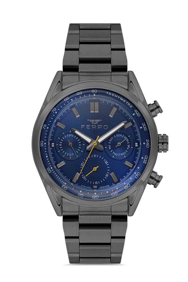 Ferro FM11588AWT-G3 Quartz Çelik Siyah Lacivert Kadran 42 mm Erkek Kol Saati