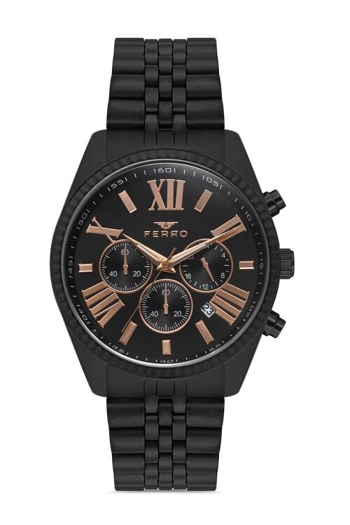 Ferro Siyah Çelik Kordon Erkek Kol Saati FM31187A-G FM31187A-G