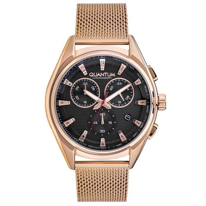 Quantum PWG923.460 Quartz Kronograflı Hasır Rose Siyah Kadran 45 mm Erkek Kol Saati