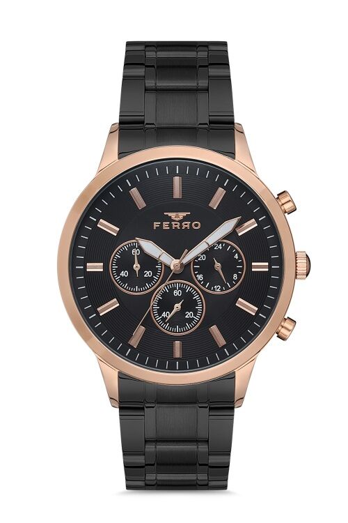 Ferro FM11145A-R Quartz Çelik Siyah 45 mm Fonksiyonları Aktif Erkek Kol Saati