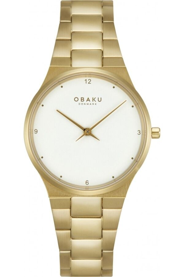 Obaku Denmark V305LXGWSG Quartz Çelik Altın Rengi  Beyaz Kadran Safir Cam 32 mm Kadın Kol Saati