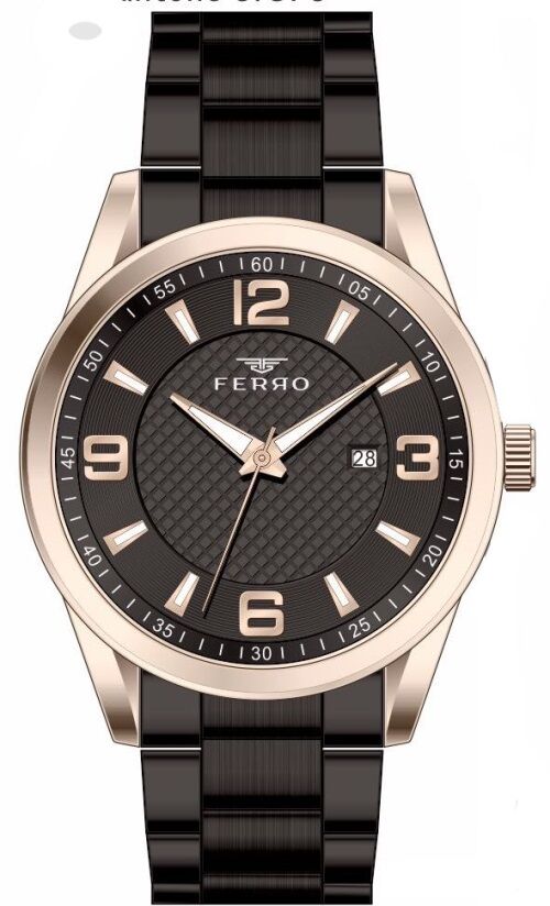Ferro 44 mm Siyah Çelik Kordon Erkek Kol Saati F11911A-R F11911A-R