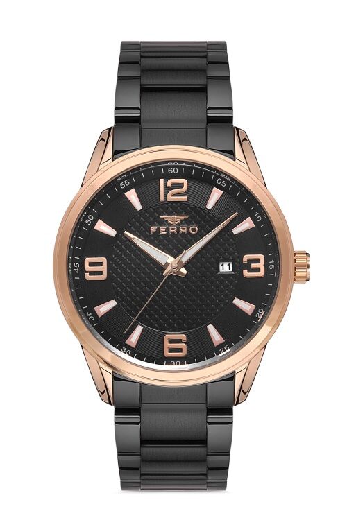 Ferro 44 mm Siyah Çelik Kordon Erkek Kol Saati F11911A-R F11911A-R