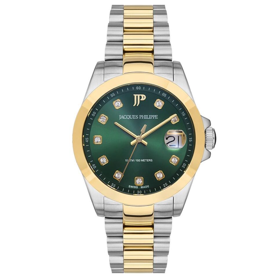 Jacques Philippe JPQLS3473X8 Swiss Made Safir Cam 34 mm Altın Rengi / Metalik Gri Kadın Kol Saati