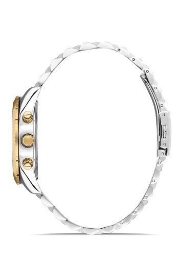 Ferro - FM31289A-D2 Quartz Çelik Altın/Gri Siyah Kadran 43 mm Fonksiyonları Aktif Erkek Saati