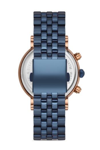 Ferro Lacivert Gümüş Çelik kordon Erkek Kol Saati FM3888A-T Tüm Fonksiyonlar Aktif 3 ATM Su Geçirmez