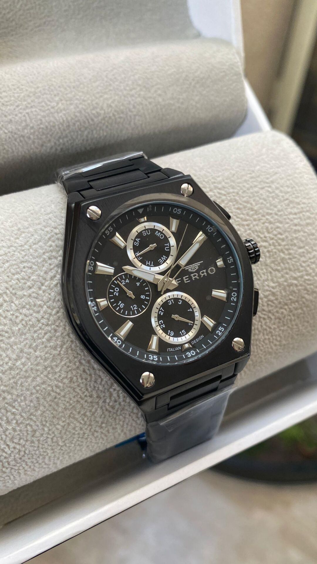 Ferro Quartz Çelik Siyah 44 mm Fonksiyonları Aktif Erkek Kol Saati