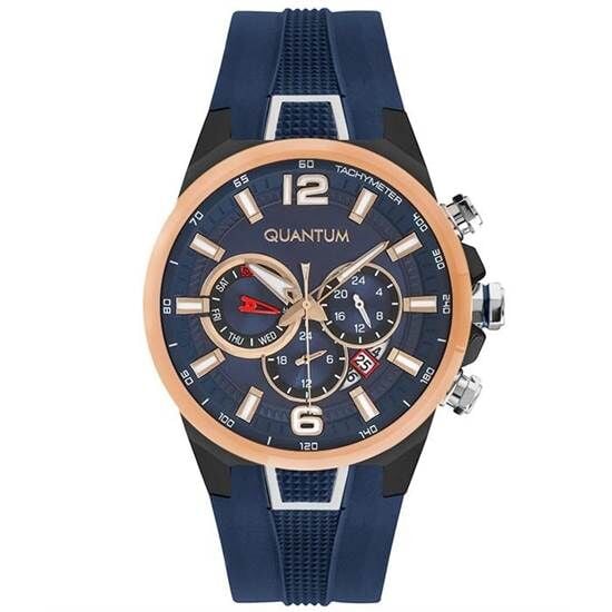 Quantum PWG924.899 Quartz Silikon Lacivert 46 mm Erkek Kol Saati