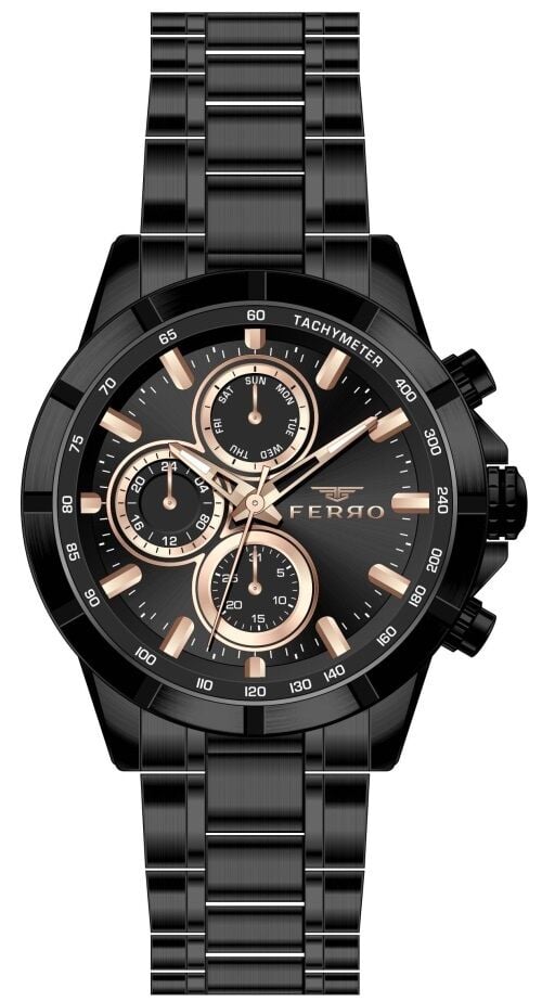 Ferro FM31456A-G Quartz Çelik Siyah 45 mm Erkek Kol Saati