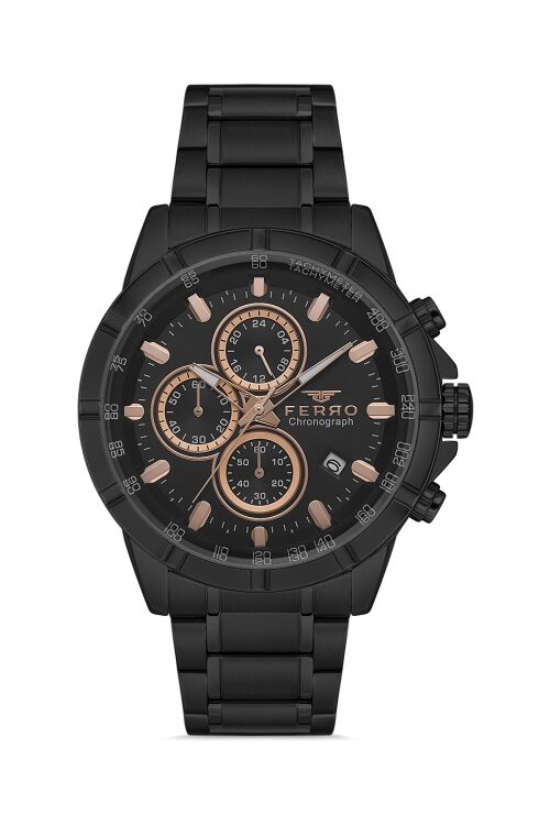 Ferro FM31456A-G Quartz Çelik Siyah 45 mm Erkek Kol Saati