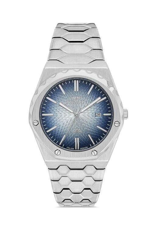Ferro Quartz Çelik Gri Lacivert Kadran 41 mm Erkek Kol Saati