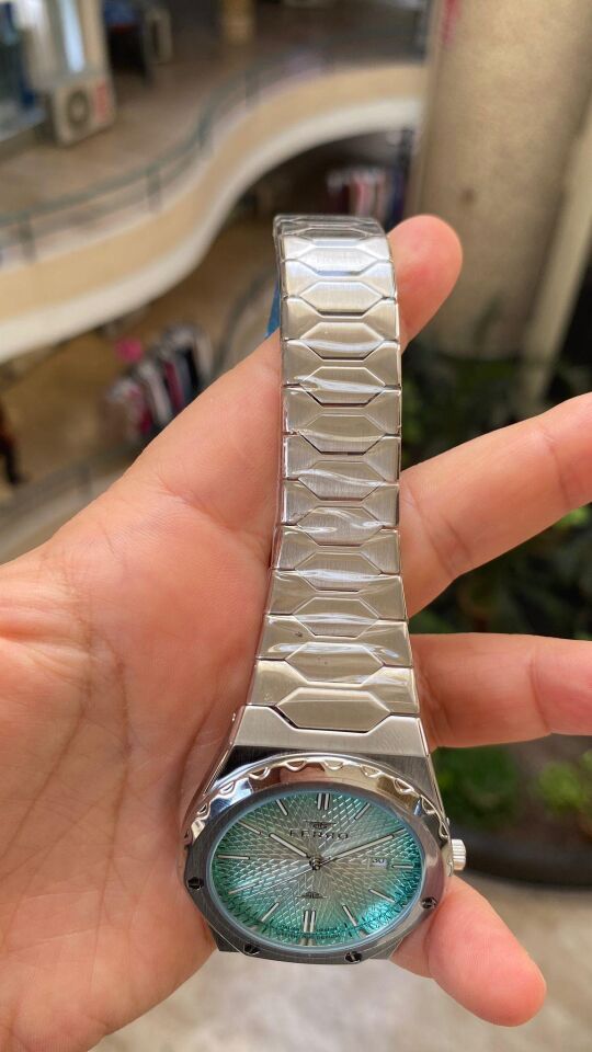 Ferro Quartz Çelik Gri Turkuaz Kadran 43 mm Erkek Kol Saati