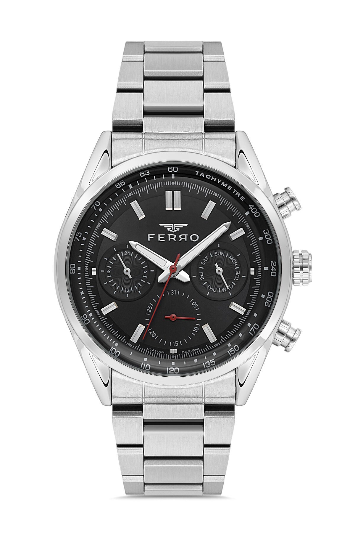 Ferro Gümüş Çelik Kordon Erkek Kol Saati FM11588AWT-A2 Fonksiyonları Aktif 3 ATM Su Geçirmez