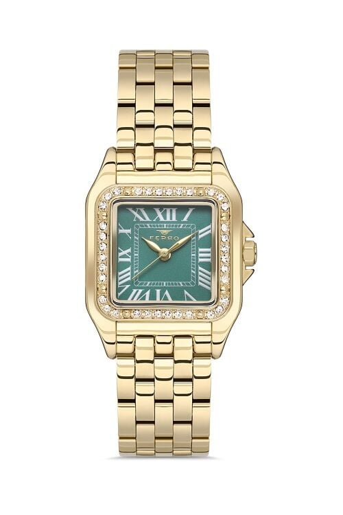 Ferro Sarı Çelik Kordon Kadın Kol Saati FL40112A-B6 3ATM Su Geçirmez 2 Yıl Garantili HediyePaketli