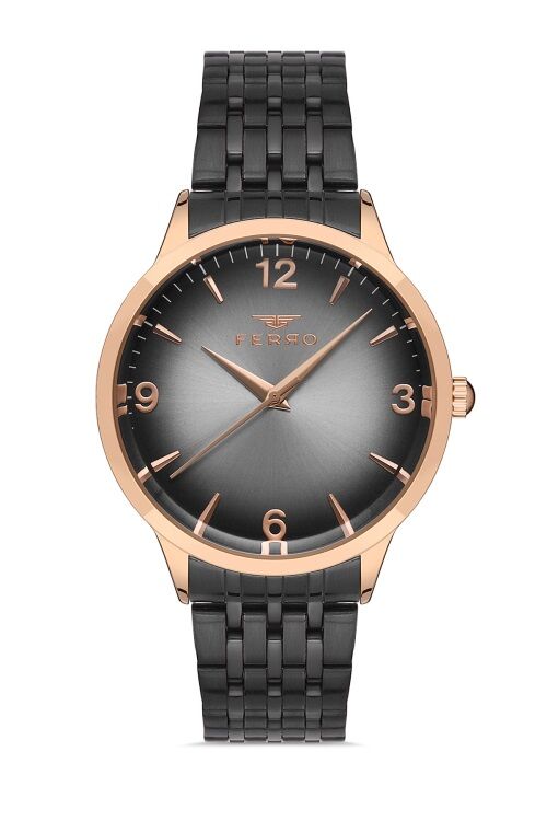 Ferro 44 mm Siyah Çelik Kordon Erkek Kol Saati F11932A-R F11932A-R